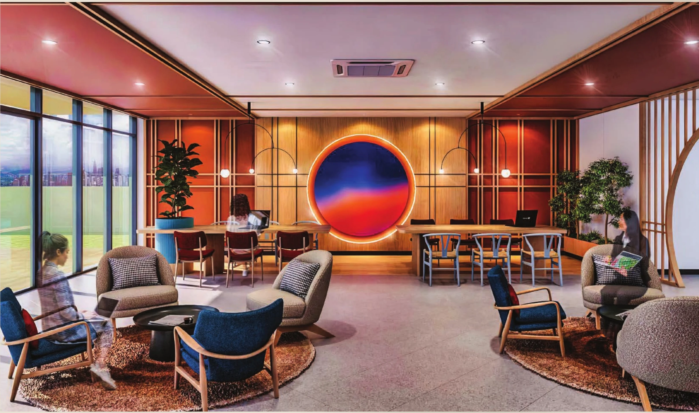 Artist impression of the co-working lounge