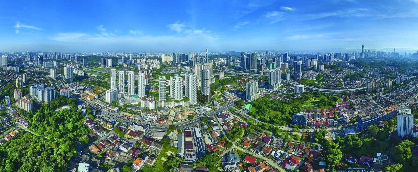 Panoramic aerial view across Seputeh and central Kuala Lumpur