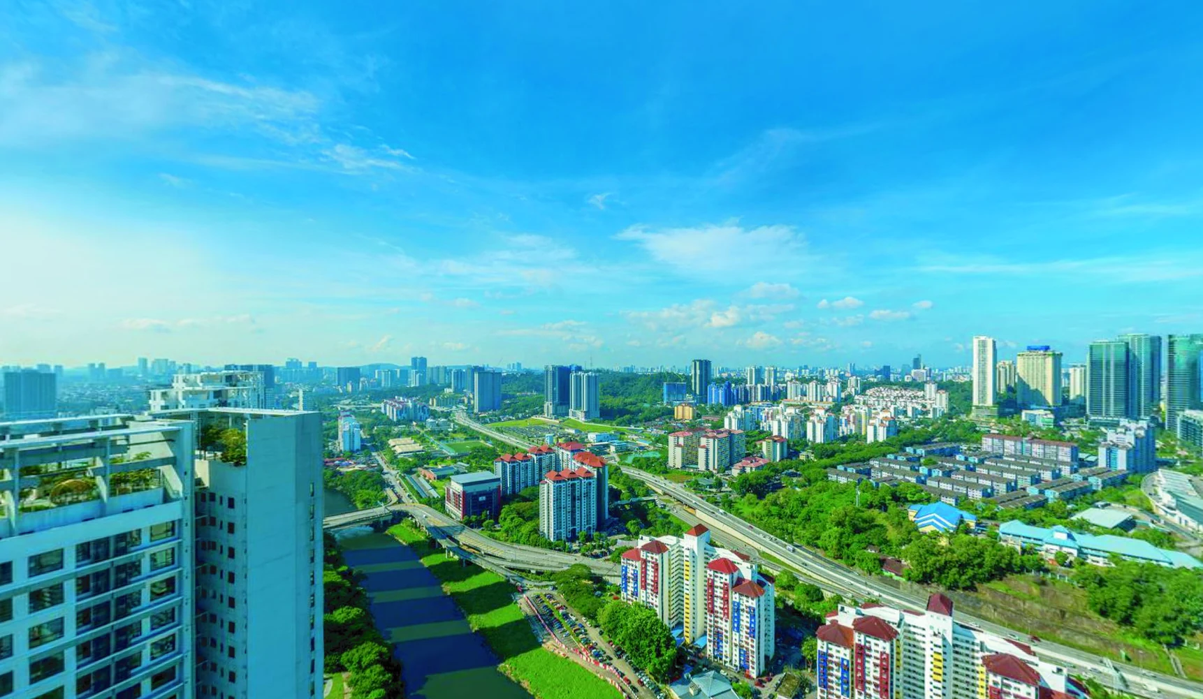 Elevated view toward Bangsar South and Pantai
