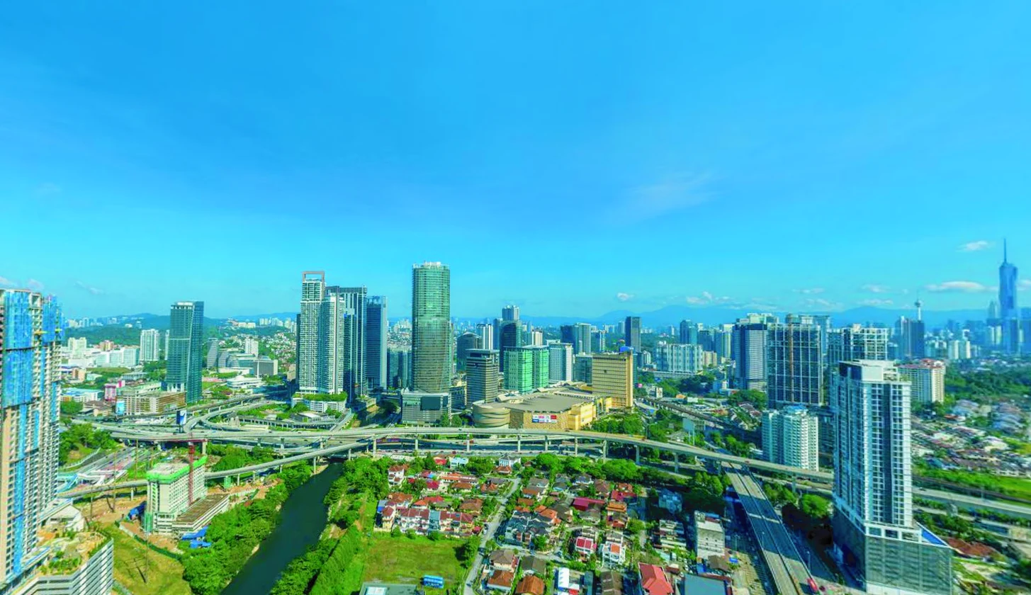 Elevated view toward Mid Valley City