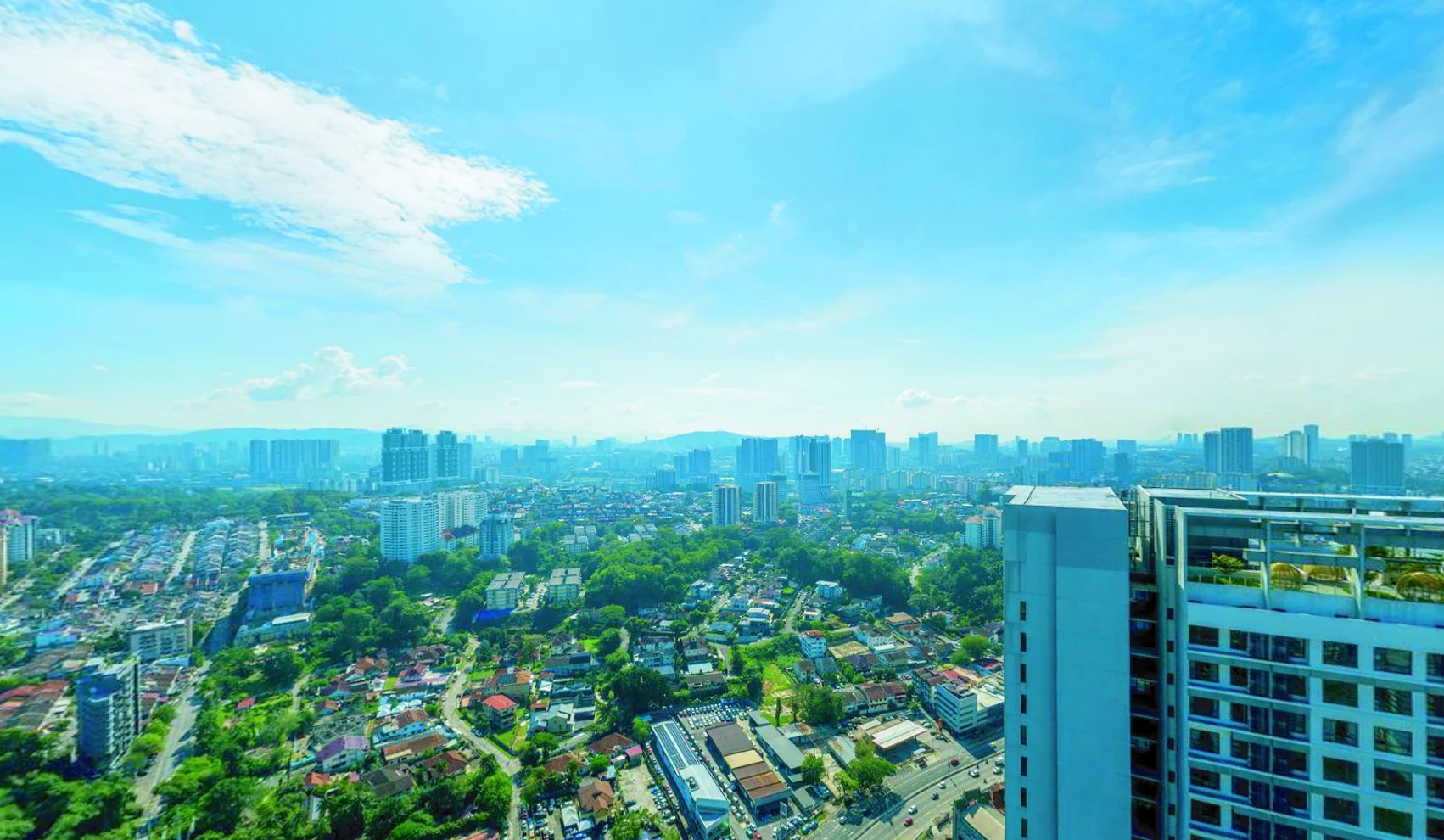Elevated view toward Taman Desa